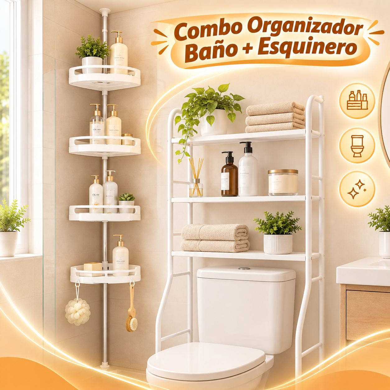 Combo Organizador Baño + Esquinero