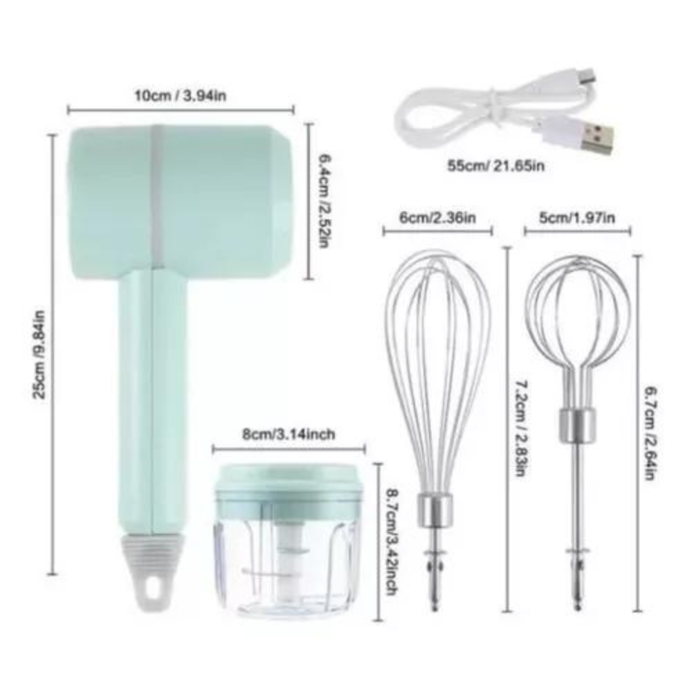 Mini Batidora Picador Eléctrico 2 En 1 Recargable Multifunci