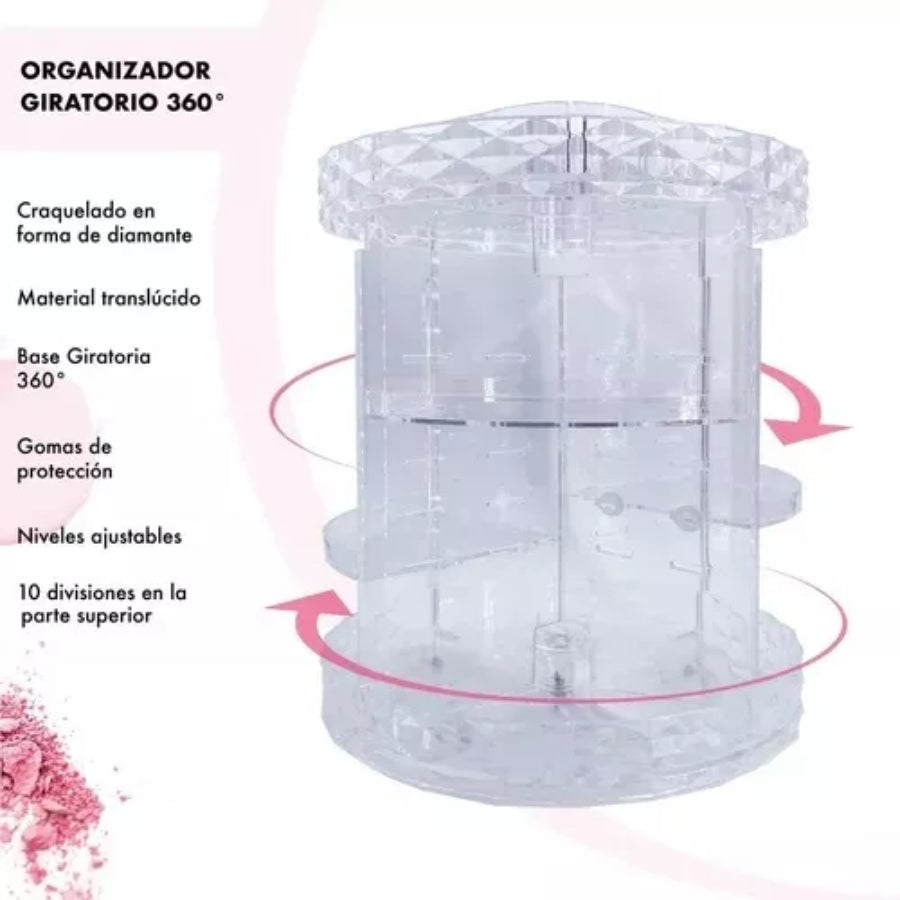 Organizador Maquillaje Giratorio 360° Acrilico Alta Resistencia