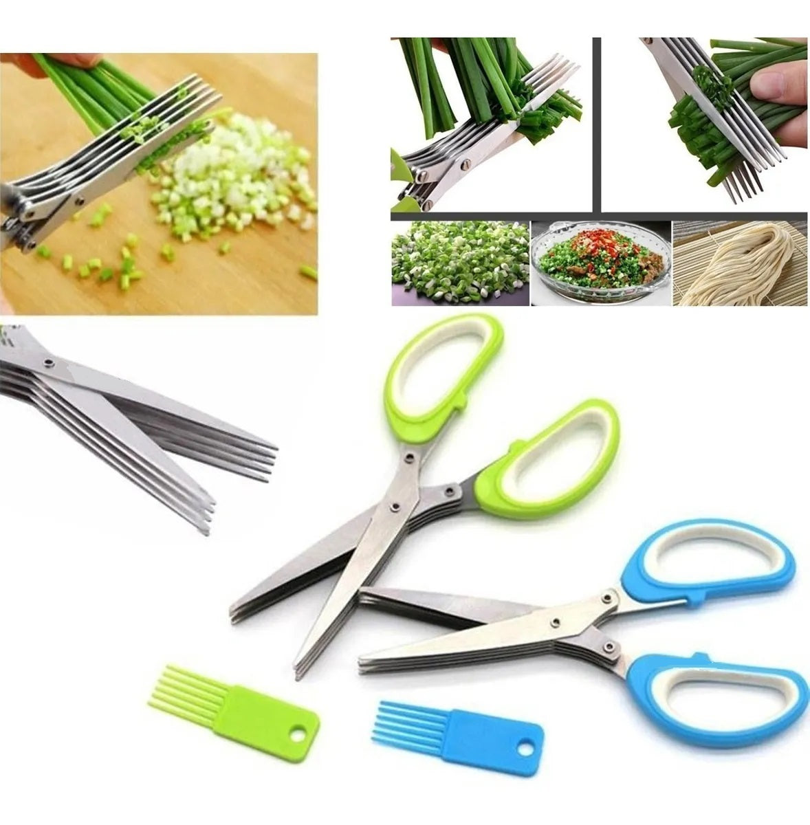 Tijeras Corta Verduras Con 5 Cuchillas En Acero Inoxidable