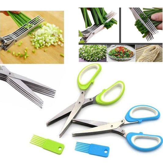 Tijeras Corta Verduras Con 5 Cuchillas En Acero Inoxidable